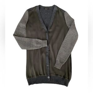 Lanvin Gray Silk and Cashmere Blend Cardigan